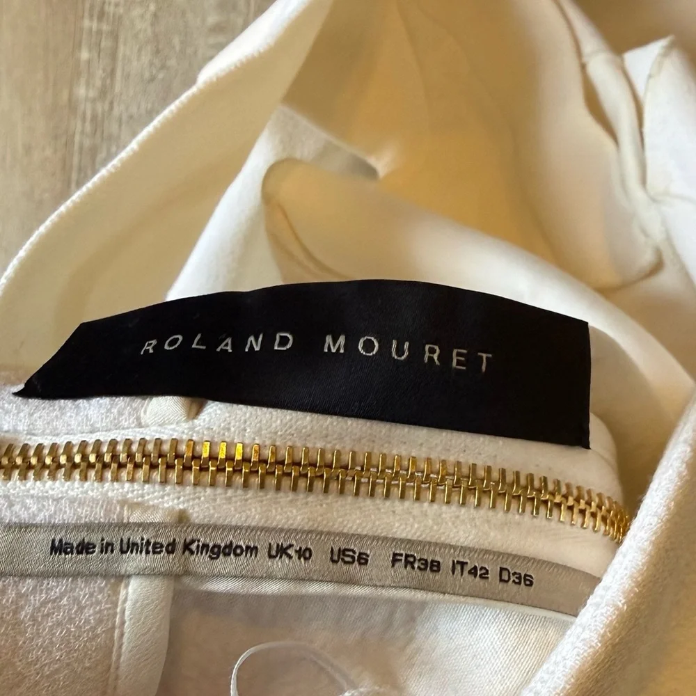 Roland Mouret wool one shoulder midi dress cream white size 6 - Picture 5 of 9